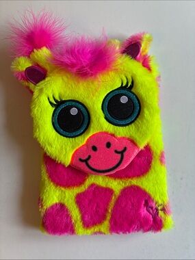 Neon Plush Animal notebook- Pink & Yellow